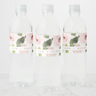 ÉTIQUETTE POUR BOUTEILLES D'EAU MARIAGE FLORAL FLORAL ROSE-ROSE-ROSE-LAVÉ DOUX