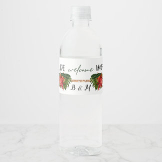 Étiquette Pour Bouteilles D'eau Mariage floral luxuriant de la brise tropicale