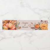 Étiquette Pour Bouteilles D'eau Mariage floral rustique de l'automne (Étiquettes simples)