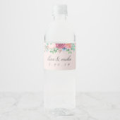 Étiquette Pour Bouteilles D'eau Mariage floral rustique rose (Devant)