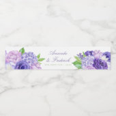 Étiquette Pour Bouteilles D'eau Mariage floral ultra violet (Étiquettes simples)