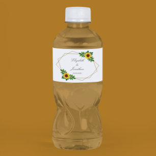 Étiquette Pour Bouteilles D'eau Mariage géométrique tournesol