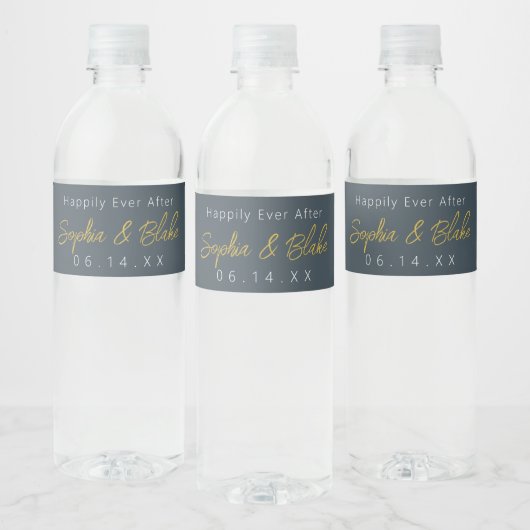 Étiquette Pour Bouteilles D'eau Mariage gris et blanc (Bouteilles)