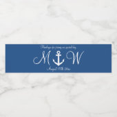 Étiquette Pour Bouteilles D'eau Mariage marin bleu marine (Étiquettes simples)