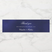 Étiquette Pour Bouteilles D'eau Mariage marine bleu blanc script merci (Étiquettes simples)