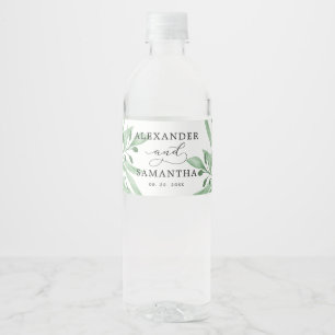 Étiquette Pour Bouteilles D'eau Mariage minimaliste succulent Eucalyptus moderne