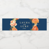 Étiquette Pour Bouteilles D'eau Mariage moderne, Floral Orange (Étiquettes simples)