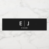 Étiquette Pour Bouteilles D'eau Mariage Monogramme noir et blanc (Étiquettes simples)