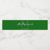 Étiquette Pour Bouteilles D'eau Mariage Monogramme vert Emerald moderne (Étiquettes simples)