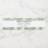 Étiquette Pour Bouteilles D'eau Mariage Motif vert feuille de palme tropicale (Étiquettes simples)