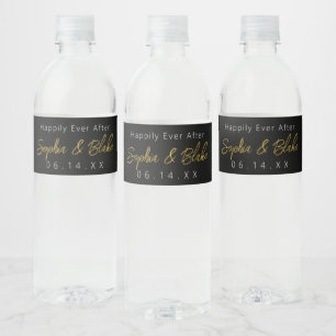 Étiquette Pour Bouteilles D'eau Mariage noir et blanc