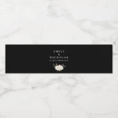 Étiquette Pour Bouteilles D'eau mariage noir floral magnolia élégant (Étiquettes simples)