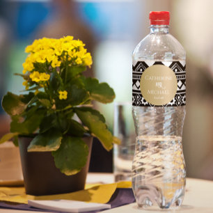 Étiquette Pour Bouteilles D'eau Mariage or Motif Boho moderne