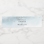 Étiquette Pour Bouteilles D'eau Mariage Pastel Blue Silver (Étiquettes simples)