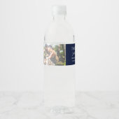 Étiquette Pour Bouteilles D'eau Mariage Photo Custom Marine Mariage bleu (Devant)