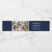 Étiquette Pour Bouteilles D'eau Mariage Photo Custom Marine Mariage bleu (Étiquettes simples)