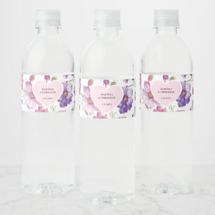 Étiquette Pour Bouteilles D'eau Mariage photo moderne Purple Rose Blossom