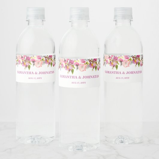 Étiquette Pour Bouteilles D'eau Mariage rose (Bouteilles)