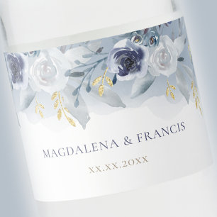 Étiquette Pour Bouteilles D'eau mariage rose bleu