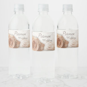 Étiquette Pour Bouteilles D'eau Mariage Rose de couleur douce