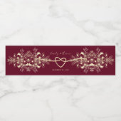 Étiquette Pour Bouteilles D'eau Mariage rouge de Bourgogne rustique (Étiquettes simples)