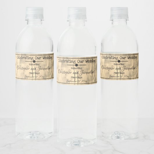 Étiquette Pour Bouteilles D'eau Mariage Rustique Chic Personnalisé Noms Classic Sc (Bouteilles)