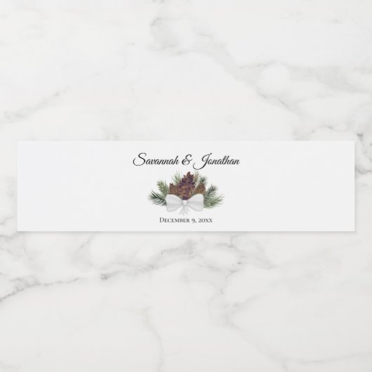 Étiquette Pour Bouteilles D'eau Mariage Rustique Pinecones et Bouges de pin (Étiquettes simples)