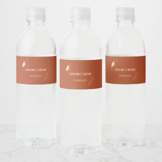 Étiquette Pour Bouteilles D'eau Mariage Soleil Bohème Terracotta