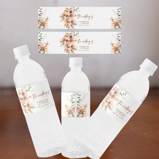 Étiquette Pour Bouteilles D'eau Mariage Terracotta Bohème Audacieux Éclatant