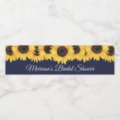 Étiquette Pour Bouteilles D'eau Mariage Tournesols rustiques bleu marine (Étiquettes simples)