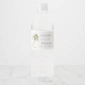 Étiquette Pour Bouteilles D'eau Mariage Tropical Palm Tree (Devant)
