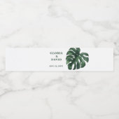 Étiquette Pour Bouteilles D'eau Mariage vert feuille Monstera (Étiquettes simples)