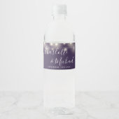 Étiquette Pour Bouteilles D'eau Mariage violet du script de signature (Devant)