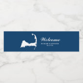 Étiquette Pour Bouteilles D'eau Marine Blue Cape Cod Map Mariage (Étiquettes simples)