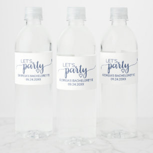 Étiquette Pour Bouteilles D'eau Marine Simple Calligraphie Faisons la fête Bachelo