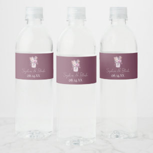 Étiquette Pour Bouteilles D'eau Mason jarres avec fleurs Bourgogne