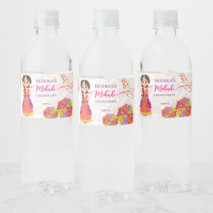 Étiquette Pour Bouteilles D'eau Mehndi parapluies de mariées indiennes mignonnes