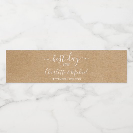 Étiquette Pour Bouteilles D'eau Meilleur Jour Jamais Élégant Script Rustic Kraft M (Étiquettes simples)