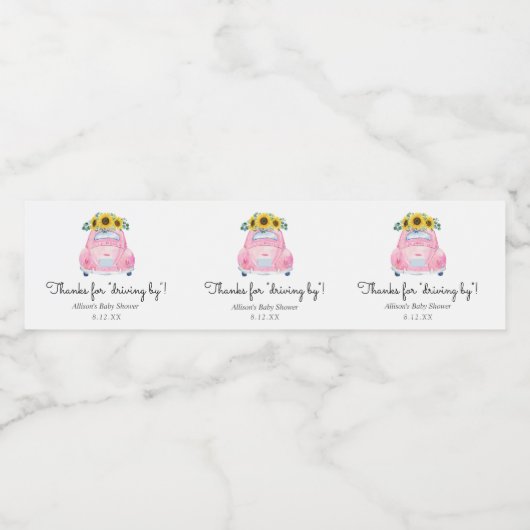 Étiquette Pour Bouteilles D'eau Merci de conduire par Pink Car Favor (Étiquettes simples)