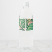 Étiquette Pour Bouteilles D'eau Merci de mariage tropical rose verdure (Dos)