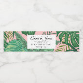 Étiquette Pour Bouteilles D'eau Merci de mariage tropical rose verdure (Étiquettes simples)