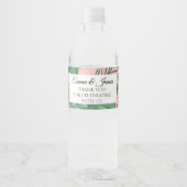 Étiquette Pour Bouteilles D'eau Merci de mariage tropical rose verdure (Devant)