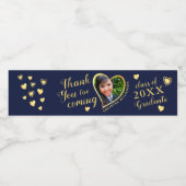 Étiquette Pour Bouteilles D'eau Merci d'or bleu marine (Étiquettes simples)