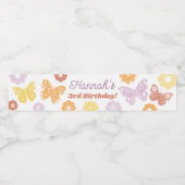 Étiquette Pour Bouteilles D'eau Merci pour un joyeux anniversaire rétro papillon (Étiquettes simples)