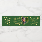 Étiquette Pour Bouteilles D'eau Merci vert et or 2025 Graduation (Étiquettes simples)