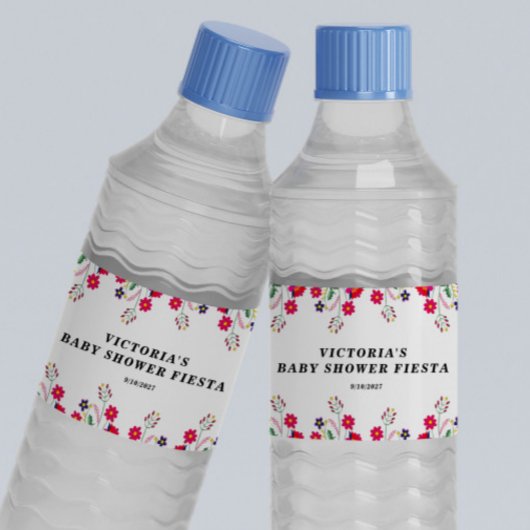 Étiquette Pour Bouteilles D'eau Mexican Flowers Baby Shower Fiesta