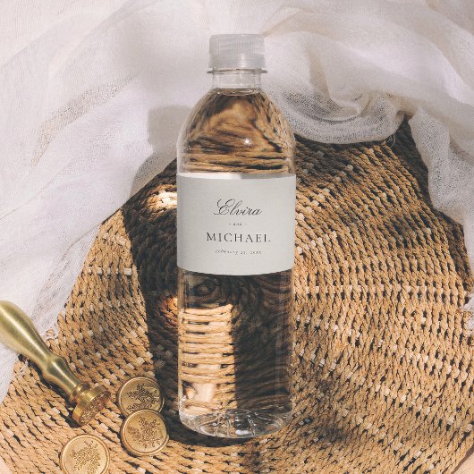 Étiquette Pour Bouteilles D'eau Minimalist Calligraphy Editorial Wedding