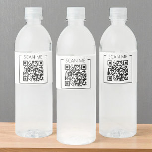 Étiquette Pour Bouteilles D'eau Minimaliste QR Code Scan Me Business