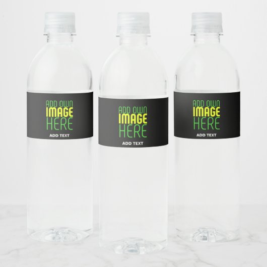 ÉTIQUETTE POUR BOUTEILLES D'EAU MODELE DE TEXTE D'IMAGE NOIRE SIMPLE ET MODIFIABLE (Bouteilles)