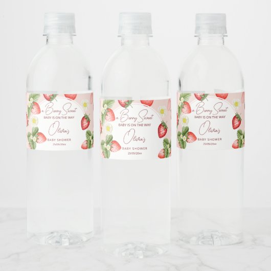Étiquette Pour Bouteilles D'eau Modèle sucré baby shower fraise (Bouteilles)